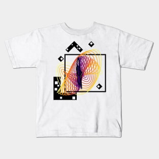 Harmonograph Pendulum Geometry | Inferno MultiVerse Yellow Red Black Kids T-Shirt